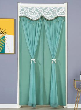 绿色新款双层门帘夏季隐私遮挡帘防蚊虫隔断厨房魔术贴自粘免打孔