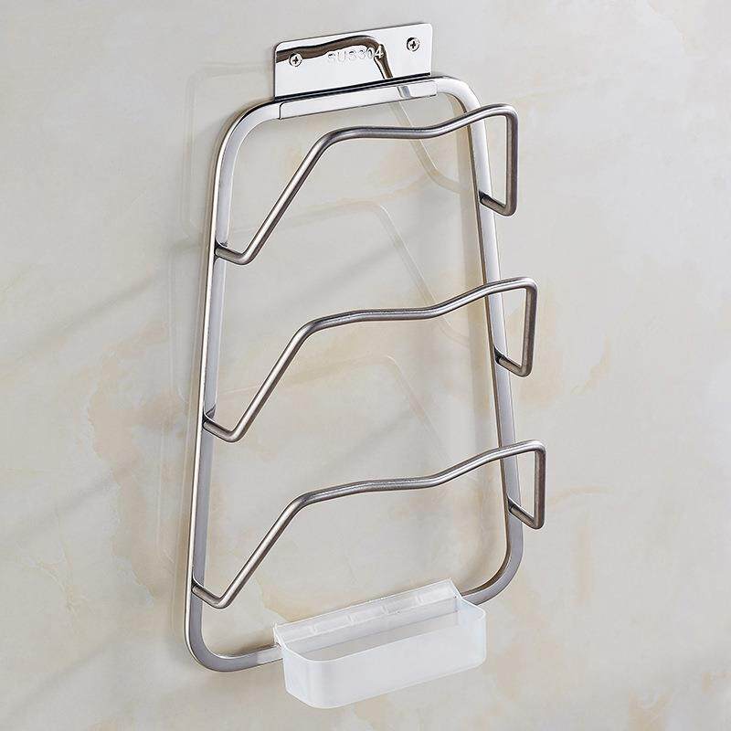 304不锈钢免打孔锅盖架带接水盘收纳架用品多功能厨房置物架壁挂