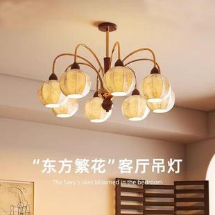 东方繁花布艺客厅吊灯法式 大气枝形大厅主灯 复古中古餐厅卧室新款