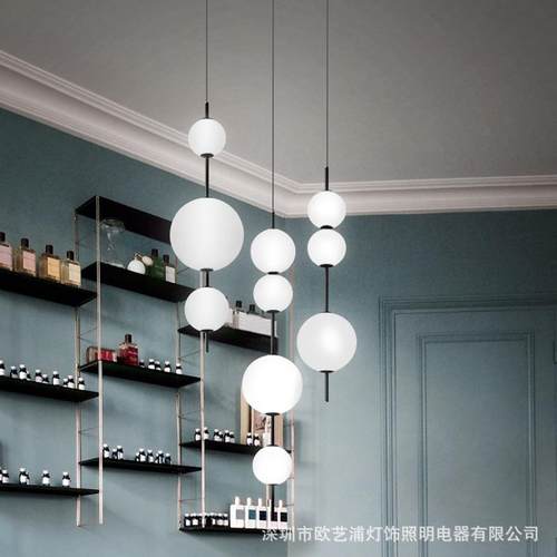 北欧极简分子玻璃床头吊灯现代简约餐厅吧台设计师创意卧室LED灯