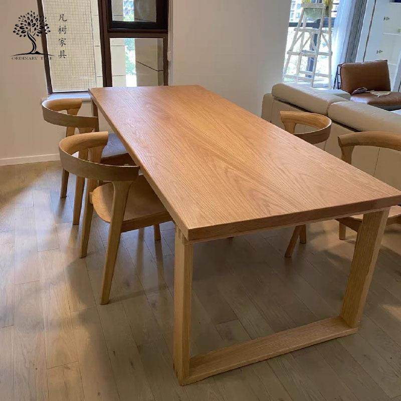 现代简约实木餐桌 白蜡木樱桃木原木莫比恩餐桌 家用客厅学习书桌