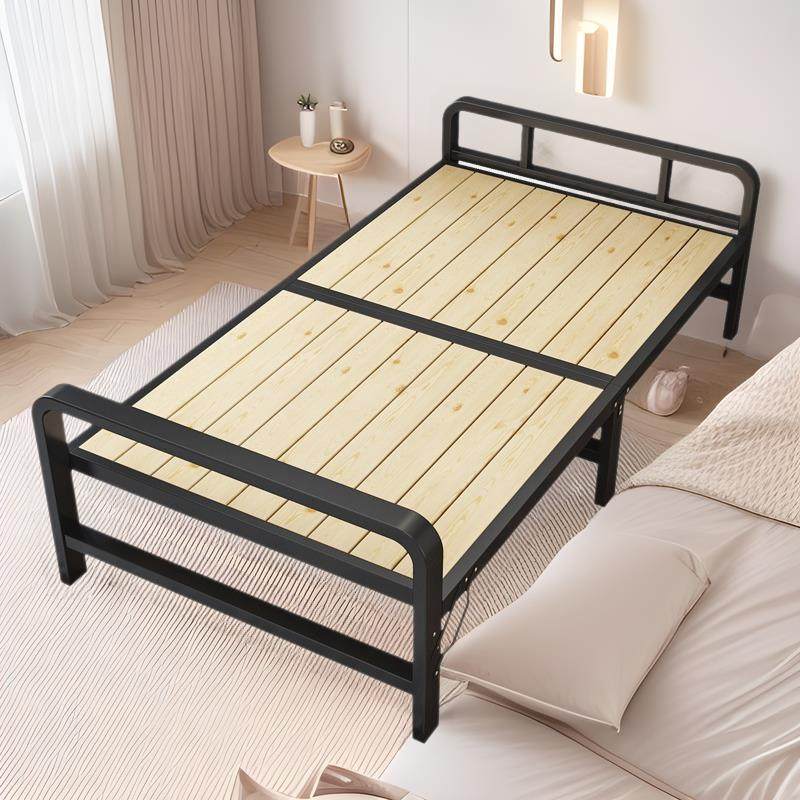 单人1米1.2米木板折叠床租房床单人床钢木床折叠床家用救灾折叠床