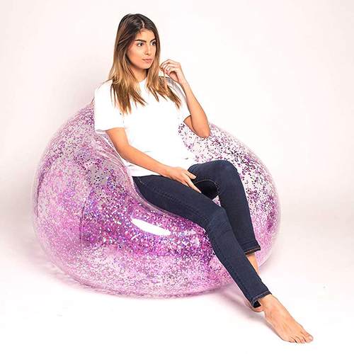 W6ins经济型单人亮片充气沙发懒人充气椅气垫床坐垫闪光午休椅折