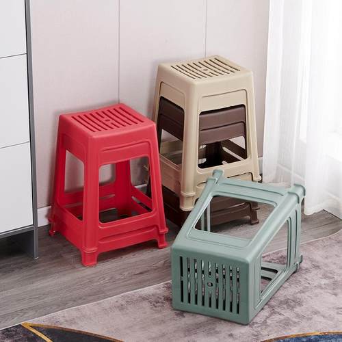 塑料凳子透气加厚成人简约北欧风家用客厅餐桌凳条形椅板凳何之章