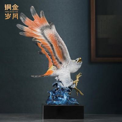 铜金岁月大展宏图老鹰铜器摆件办公室雄鹰展翅铜摆件开业赠送礼品