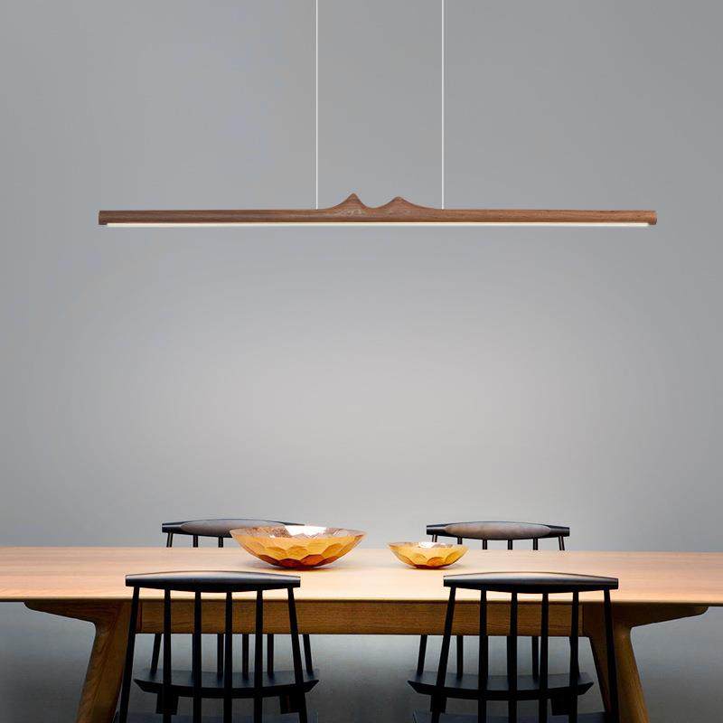 黑胡桃木极简新中式茶室灯禅意书房灯长条灯实木创意餐厅吧台吊灯,家装灯饰光源,智能吊灯,淘宝优惠券,粉丝福利购,淘宝优惠卷