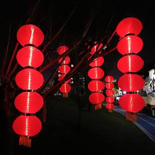 新款五连串/四连串/3太阳能灯笼户外LED拉丝一拖五绸布灯超亮