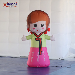 充气卡通人偶定制固定行走宣传充气人偶仿真卡通女孩充气模型