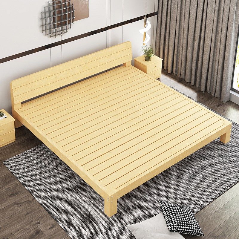 实木大床家用卧室2米2.2m2.4米加长加宽双人床现代简约无床头床架
