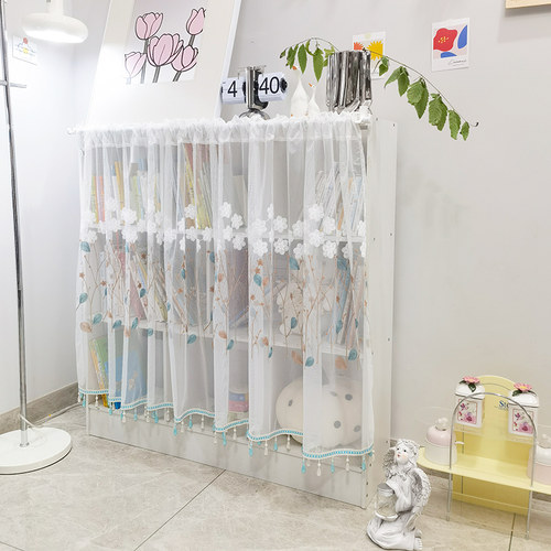 法式高端纱帘复古蕾丝遮挡帘书柜防尘帘衣柜遮丑帘橱柜帘挡杂物