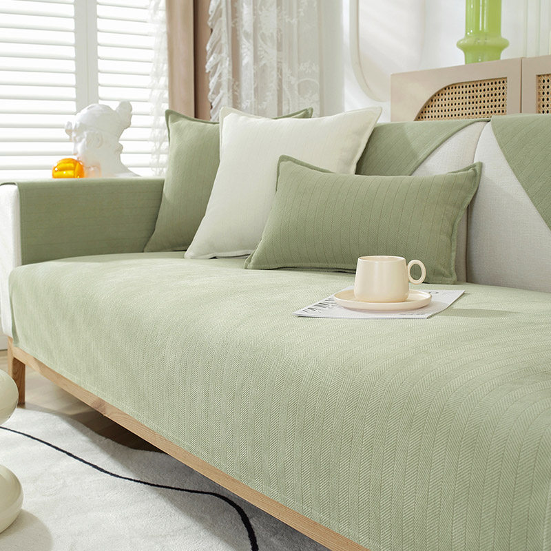 浅色雪尼尔极简沙发垫防滑布艺皮沙发套罩复古奶油风沙发坐垫夏天