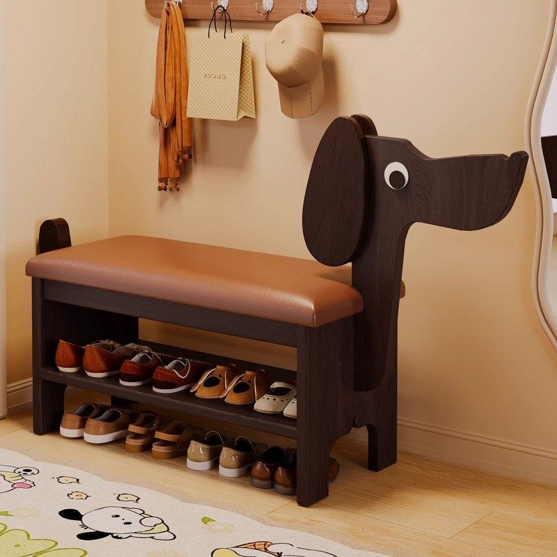 实木小狗换鞋凳门口家用可爱创意鞋架穿鞋凳进门入户鞋柜坐凳一体,收纳整理,鞋子收纳架,淘宝优惠券,粉丝福利购,淘宝优惠卷