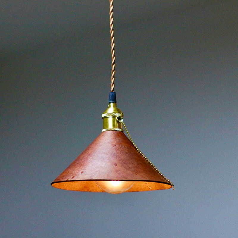 民宿loft吊灯牛皮床头创意灯侘寂卧室纯黄铜复古灯吧台简约餐桌灯