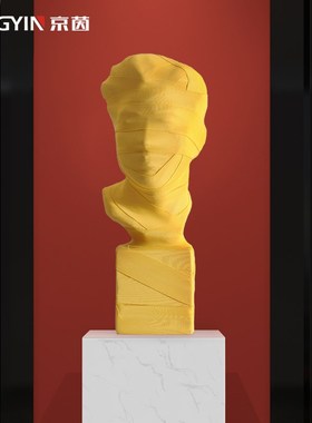 京茵雕塑艺术品样板房售楼部装饰柜现代简约创意个性装置头像摆件