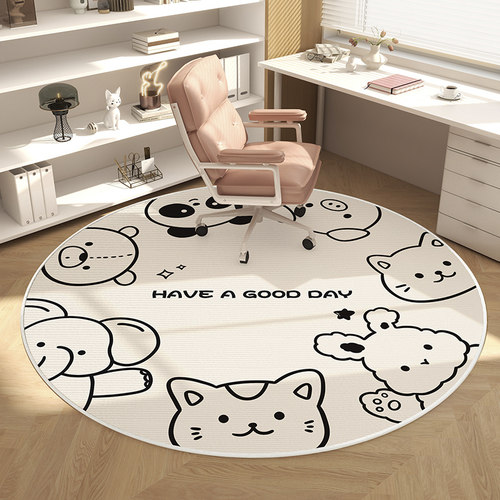 圆形地毯儿童房学习椅子书桌转椅垫子电脑椅摇摇椅书房阅读区地垫