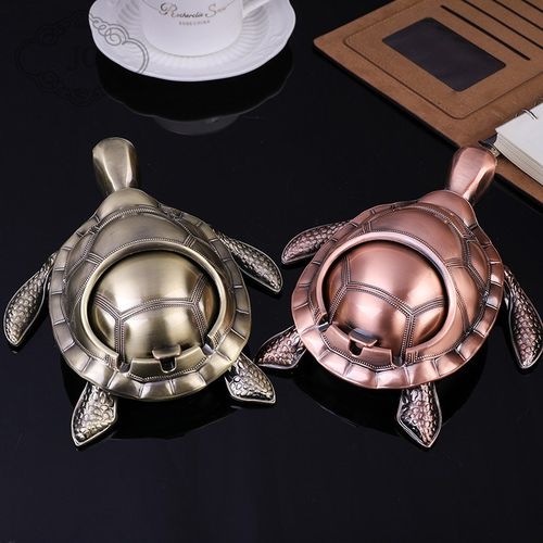 欧式奢华高档海龟带盖烟灰缸创意个性潮流防飞灰办公室装饰摆件