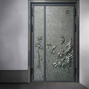 铸铝门别墅大门子母防盗精雕别墅农村自建房入户双开对开庭院大门