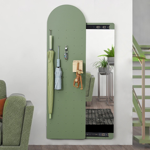 可关闭拱形洞洞板全身镜壁挂式 玄关可遮挡镜子平移式推拉穿衣镜