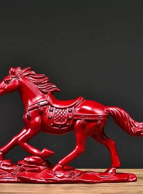 红木雕刻马摆件实木马生肖马一马当先客厅办公装饰开业乔迁送礼