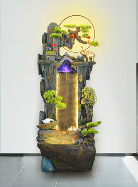 假山喷泉水景高山流水生财摆件客厅家居店铺酒店落地鱼池造景装饰