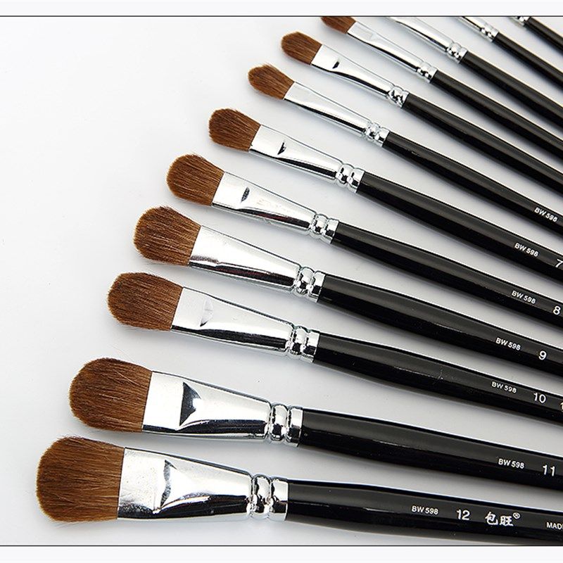 包旺圆头狼毫水粉笔油画水彩画笔丙烯画笔扇形笔排笔单支套装,文具电教/文化用品/商务用品,水粉颜料,淘宝优惠券,粉丝福利购,淘宝优惠卷