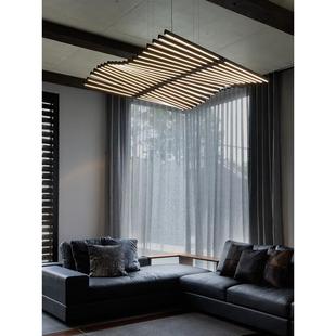 北欧客厅吊灯现代简约设计师餐厅灯极简线性鱼骨造型工装 办公茶室
