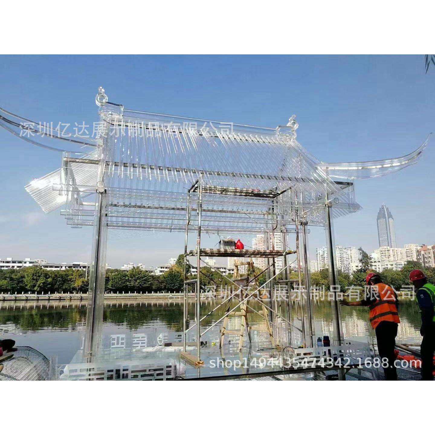 亚克力网红凉亭有机玻璃圆管拼接房子凉亭磨砂圆柱展示房屋道具