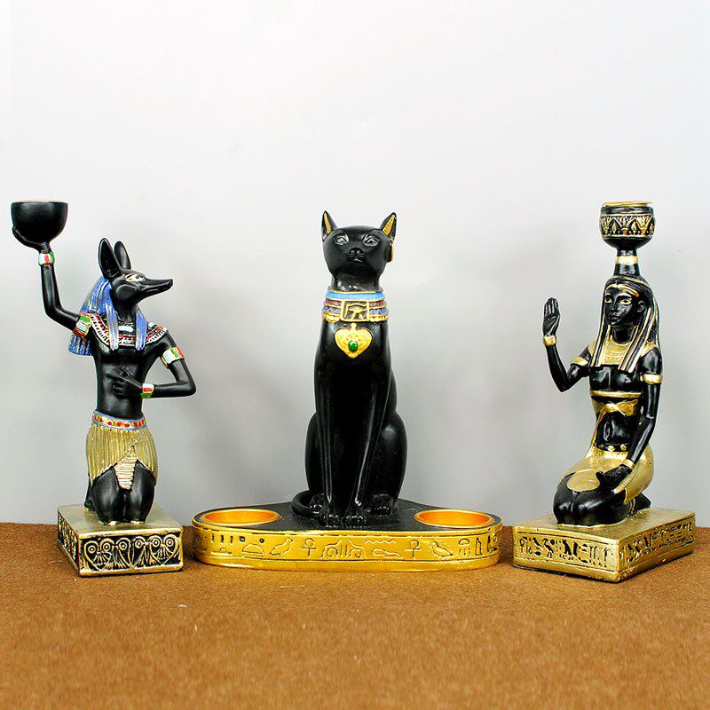 创意埃及烛台复古摆件酒吧咖啡馆餐厅装饰品狮身人面像猫神贝斯特