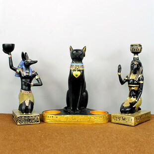 创意埃及烛台复古摆件酒吧咖啡馆餐厅装饰品狮身人面像猫神贝斯特