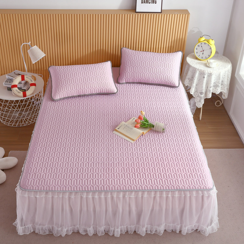 加厚床裙乳胶凉席蕾丝公主风防滑夏用水洗床罩折叠床品席子三件套,床上用品,乳胶席,淘宝优惠券,粉丝福利购,淘宝优惠卷