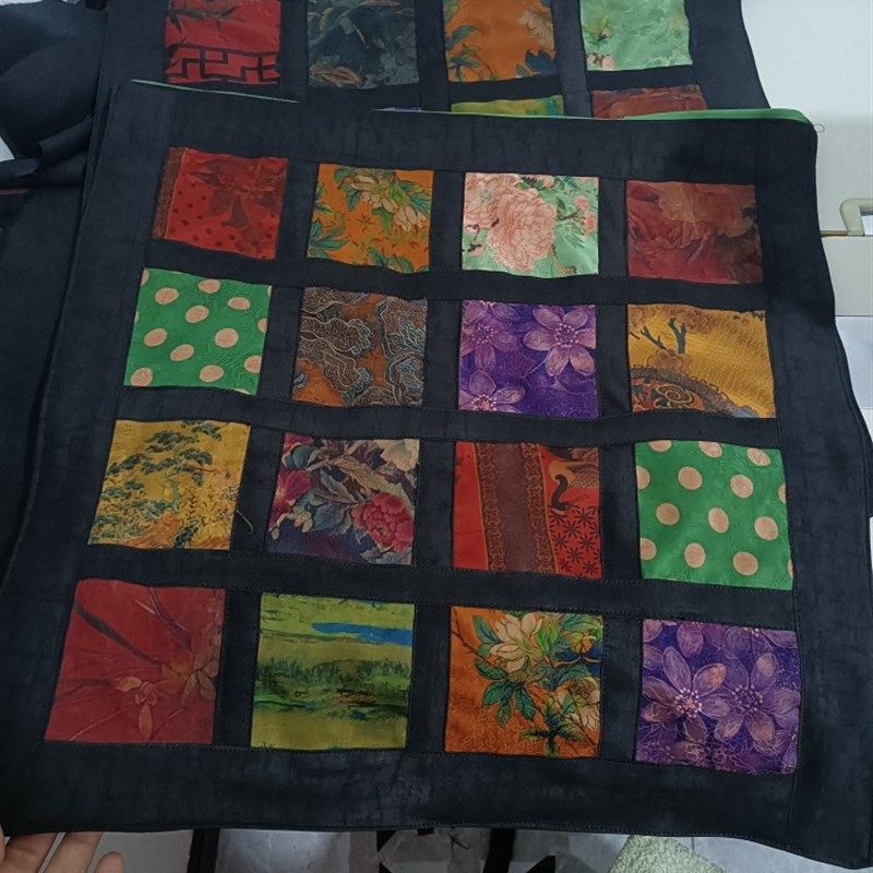 香云纱拼布办公室椅垫屁屁垫学生坐垫靠枕花色随机搭配棉花内胆