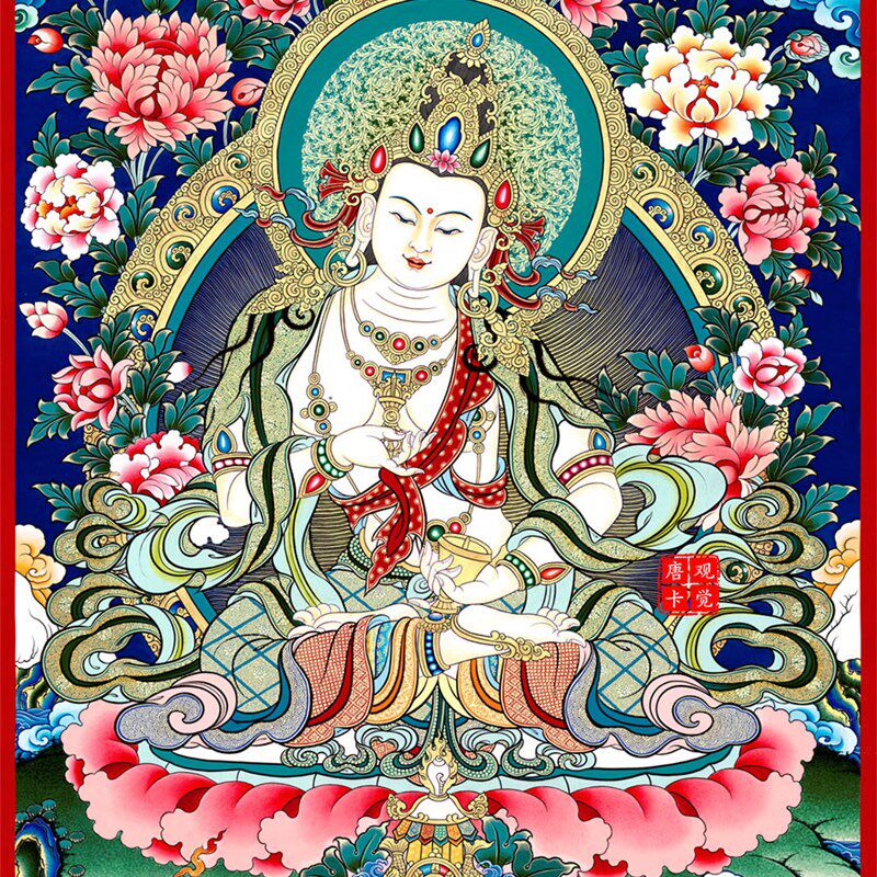 金刚萨埵萨垛唐卡热贡西藏手绘复制客厅玄关书房佛堂装饰挂画观觉