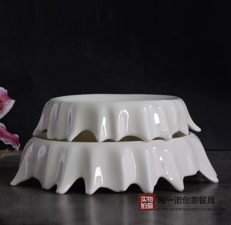 特色意境菜餐具圆桌盘高脚盘分子美食料理盘创意酒店高端会所餐具