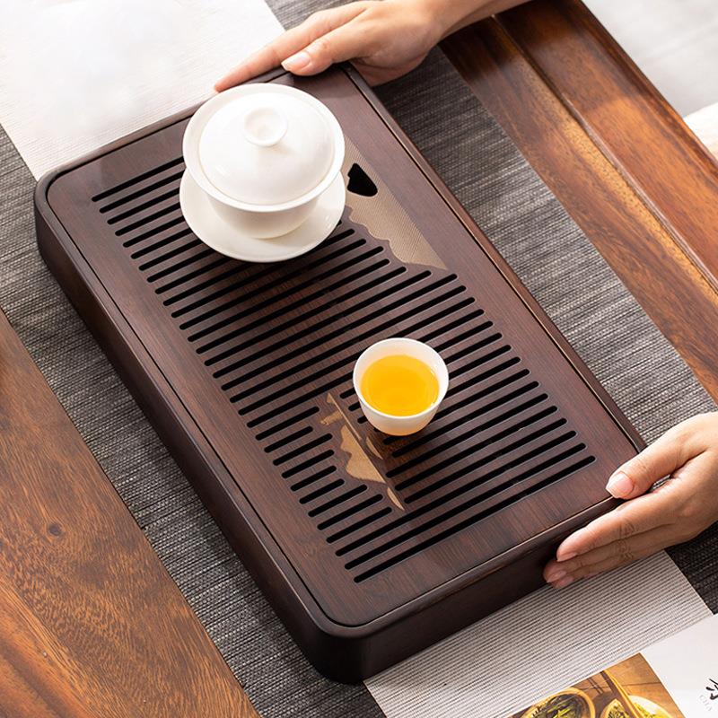 九竹茶盘 茶盘竹制家用小型茶台长方形沥水储水式功夫茶海茶托盘