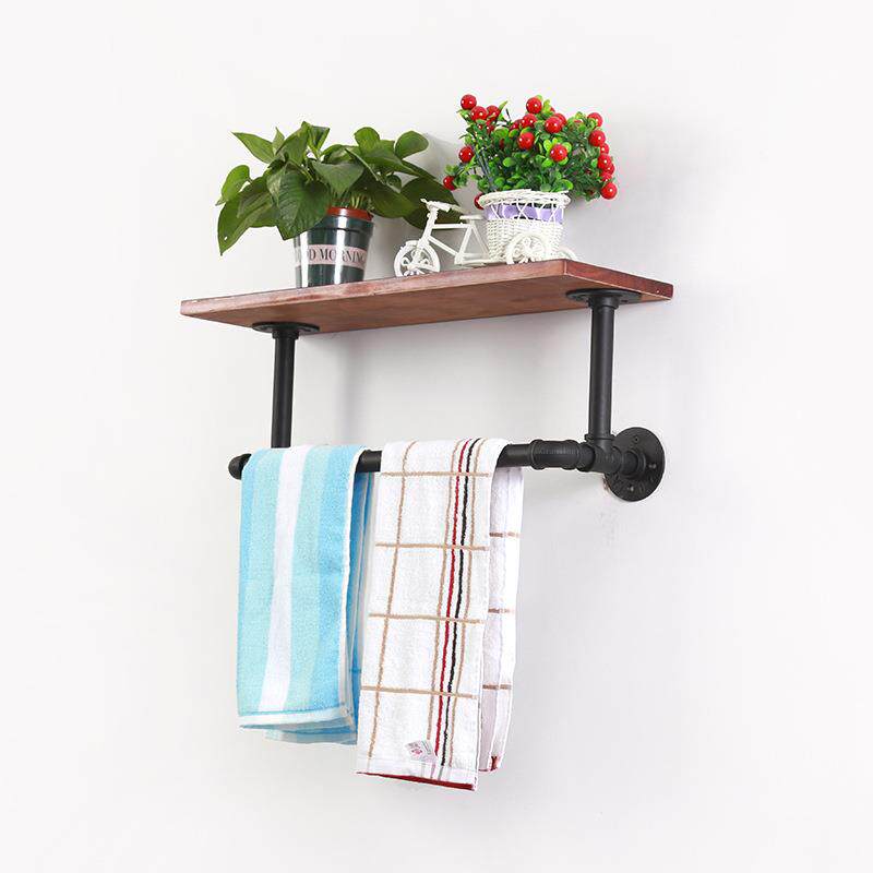 实木一字搁板浮动墙上管架壁挂式板架毛巾架壁挂式衣服陈列吊衣架