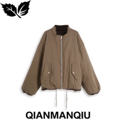 浅曼秋QIANMANQIU  时尚百搭立领外套 QMQ1105W076