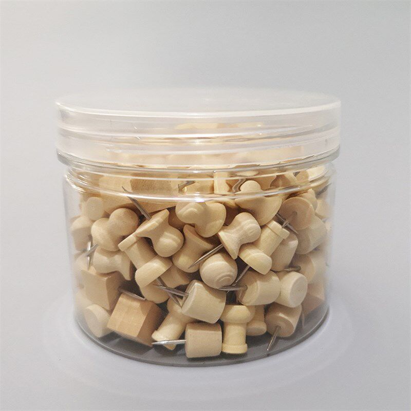 实木图钉190枚 木头工字钉软木板照片墙 创意按钉 原木色大头钉现