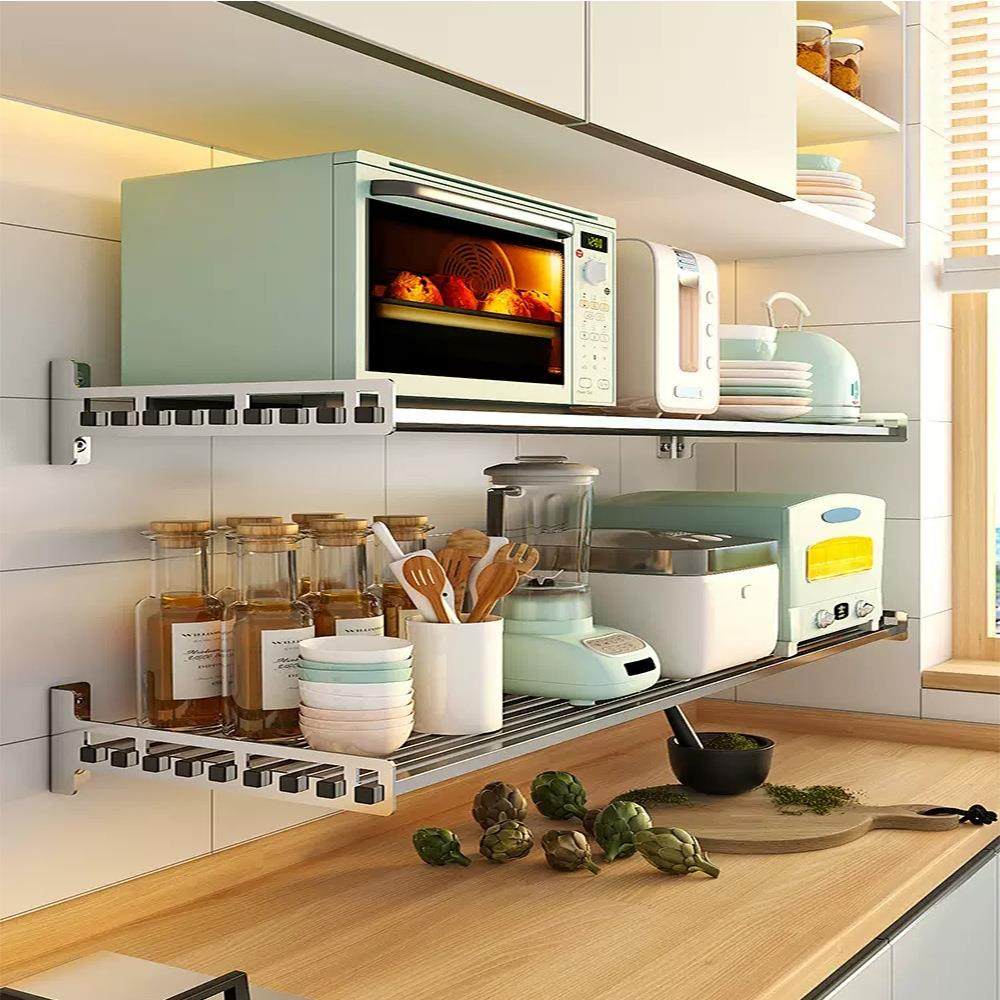 304不锈钢壁挂式厨房置物架微波炉烤箱锅具收纳架一字隔板层板架,厨房/烹饪用具,抹布架/厨房清洁收纳架,淘宝优惠券,粉丝福利购,淘宝优惠卷