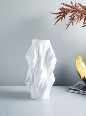 现代简约白色树脂干花花器花瓶样板房售楼处酒店艺术品软装饰品