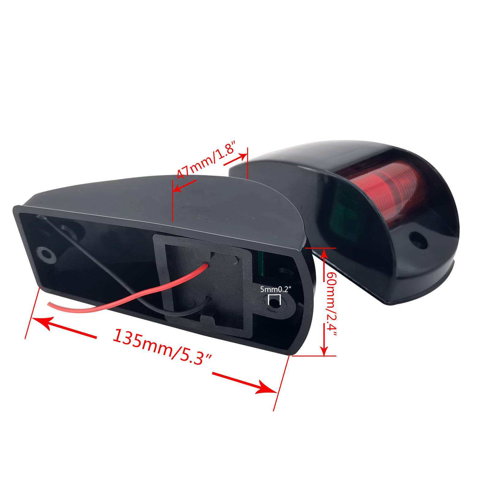 黑色塑胶船用游艇用航行灯12V5W 钨丝红绿灯罩
