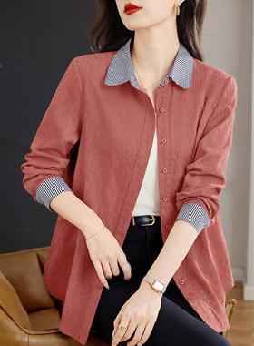 装女款2装025新款女纯棉女士衬衫外套上衣春级高时尚OGU洋气长袖