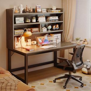 书桌实木生态板书架一体式学生卧室写字台现代简约台式电脑办公桌