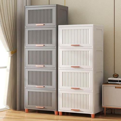 翻盖式收纳柜厨房零食柜子多层儿童衣服玩具储物柜宝宝衣柜置物柜