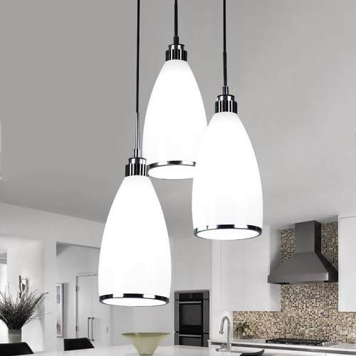 餐厅吊灯现代简约玻璃餐桌灯吧台咖啡厅西饭厅灯LED三头灯