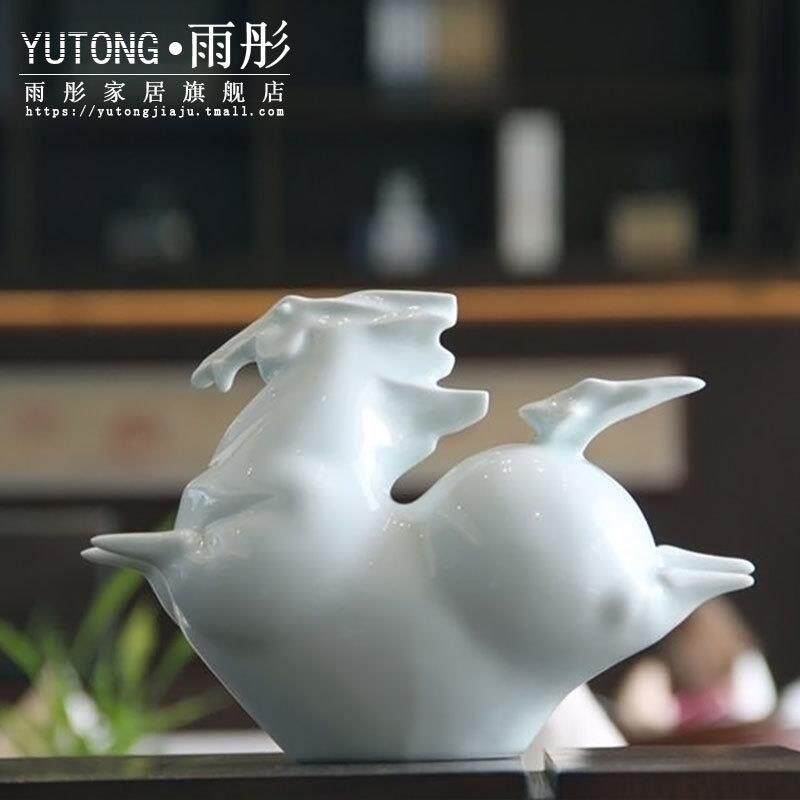 景德镇陶瓷马青瓷摆件瓷器家居客厅酒柜装饰品工艺品创意桌面摆件