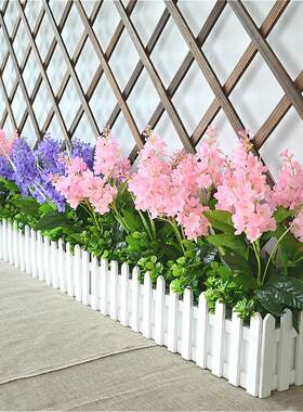 客厅家居窗台仿真花套装展会布置玄关木栅栏装饰花绢布假花风信子