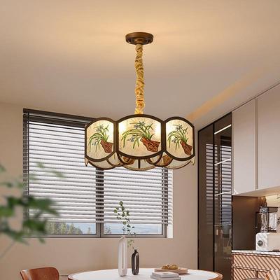 中古风客厅吊灯复古胡桃木色餐厅吧台灯创意个性艺术卧室床头吊灯