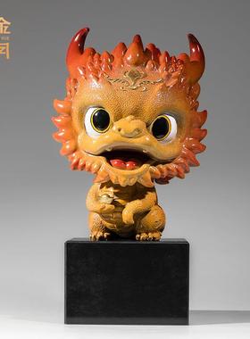 铜金岁月龘龘送宝黄铜龙宝宝摆件生肖祥龙开业赠送礼品彩铜工艺品