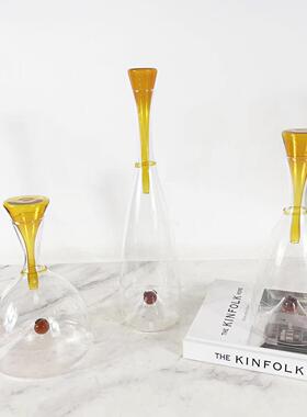 现代茶色蓝色玻璃水壶水杯酒壶酒具多功能套装 客厅个性摆件醒酒