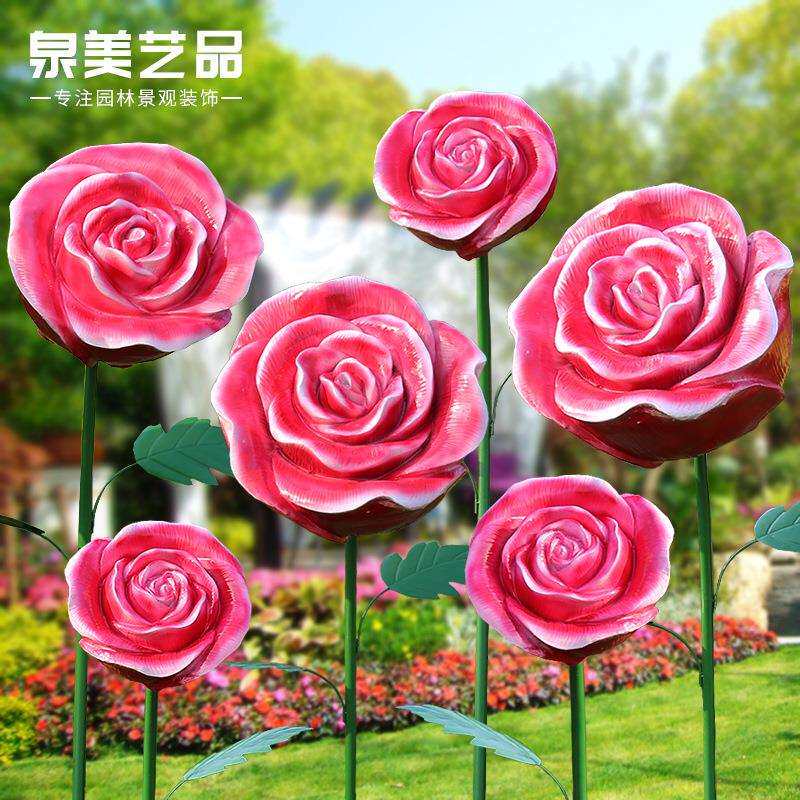 户外花园庭院园林景观装饰婚庆道具玻璃钢雕塑仿真花朵玫瑰花摆件